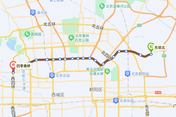 北京地铁12号线线路图及运营时间表